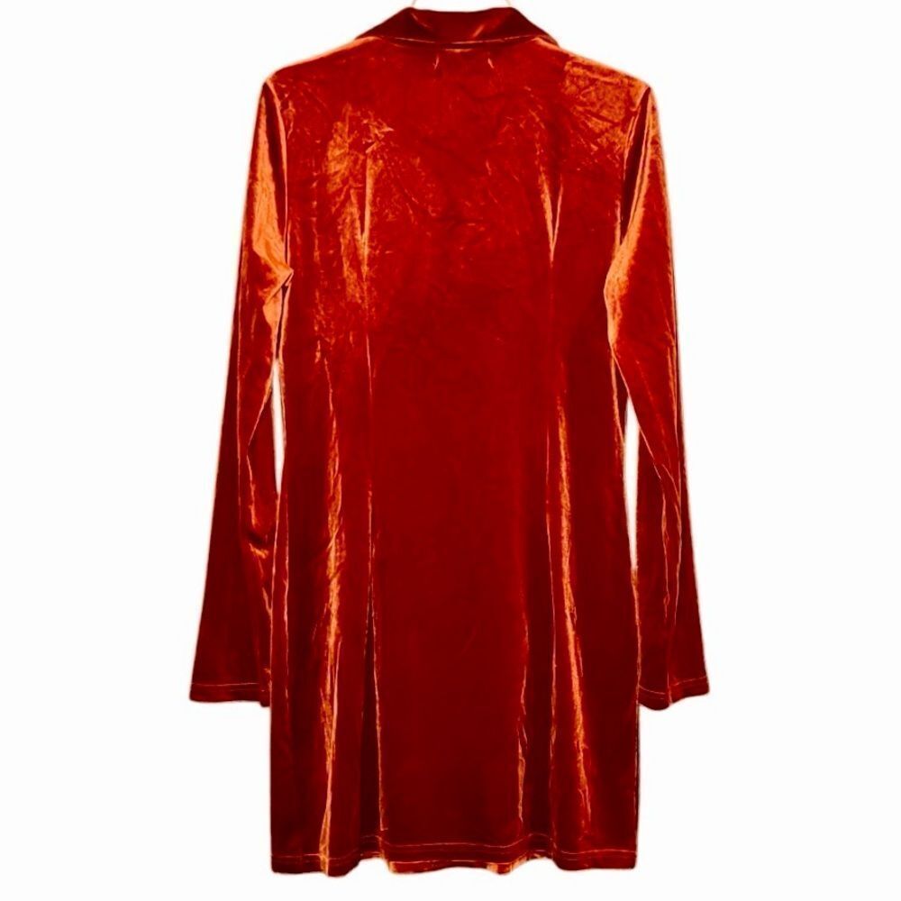 Cider Collared Velvet Long Sleeve Mini Dress in Rust/Gold Women’s XL - Picture 4 of 6